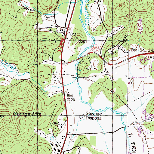 Topographic Map of Lamb Creek, GA