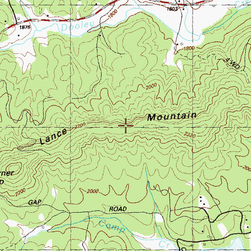 Topographic Map of Lance Mountain, GA