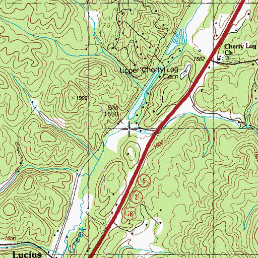 Topographic Map of Laurel Creek, GA