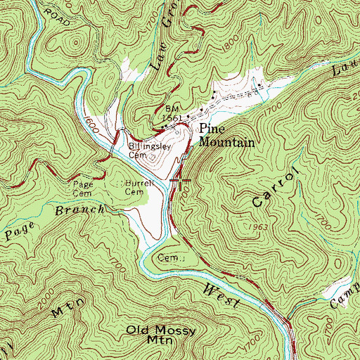 Topographic Map of Laurel Creek, GA