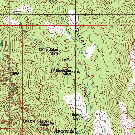 Topographic Map of Philadelphia Mine, AZ