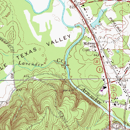 Topographic Map of Lavender Creek, GA