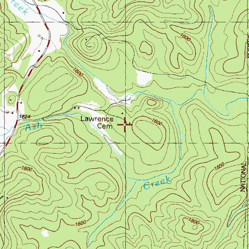 Topographic Map of Lawrence Cemetery, GA