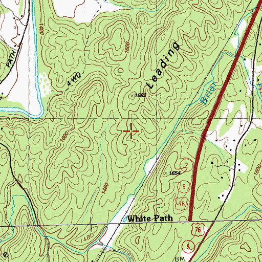 Topographic Map of Leading Ridge, GA