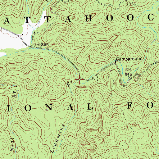 Topographic Map of Leadmine Branch, GA