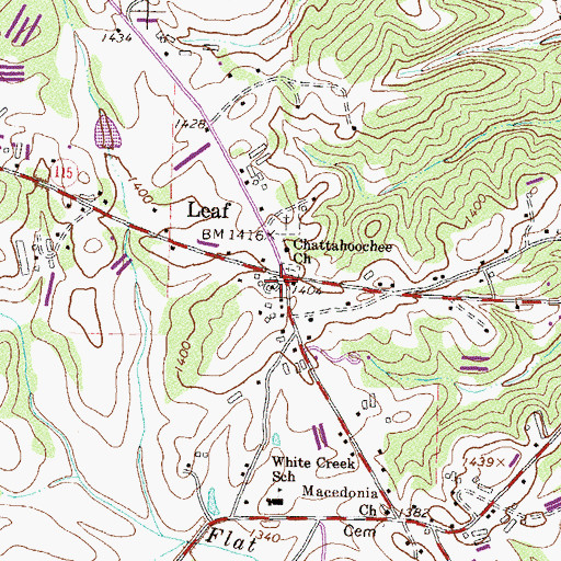 Topographic Map of Leaf, GA