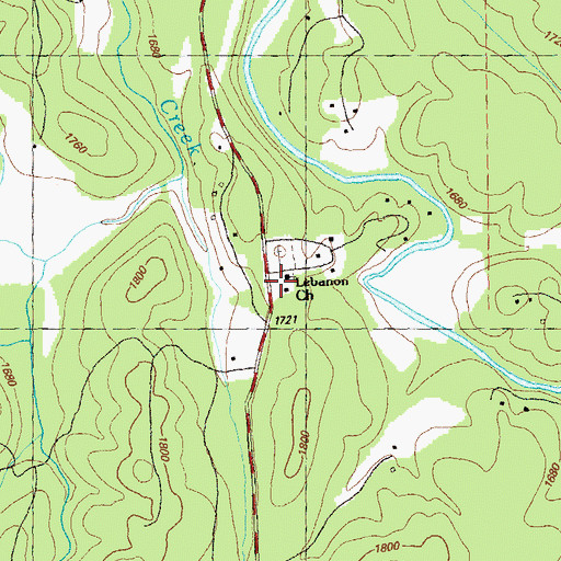 Topographic Map of Lebanon Church, GA