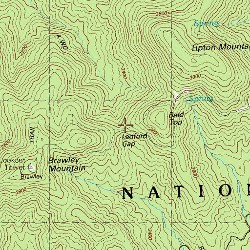 Topographic Map of Ledford Gap, GA