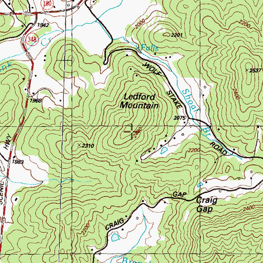 Topographic Map of Ledford Mountain, GA