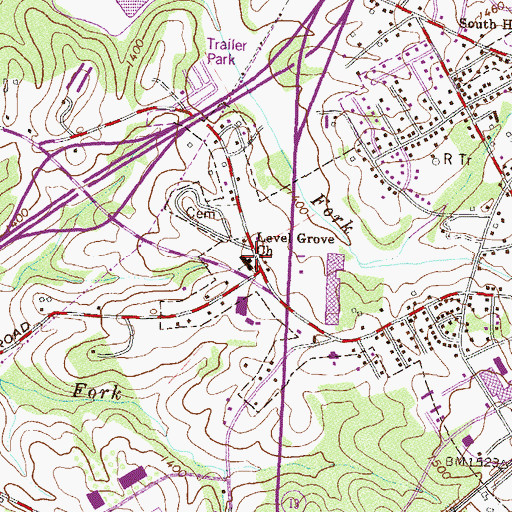 Topographic Map of Level Grove Church, GA