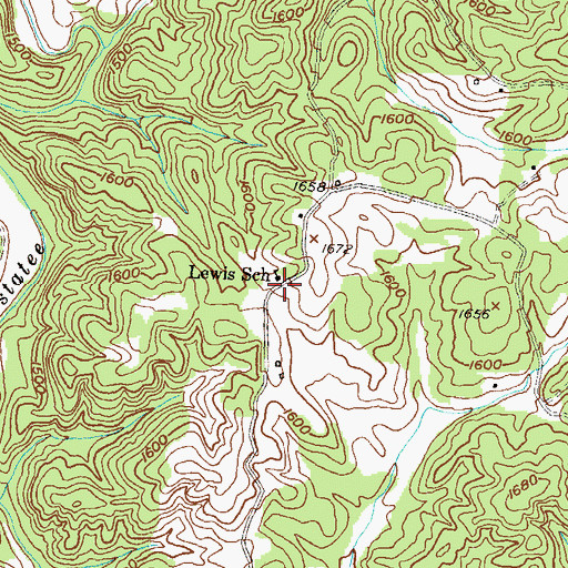 Topographic Map of Lewis School, GA