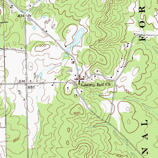 Topographic Map of Liberty Bell Church, GA