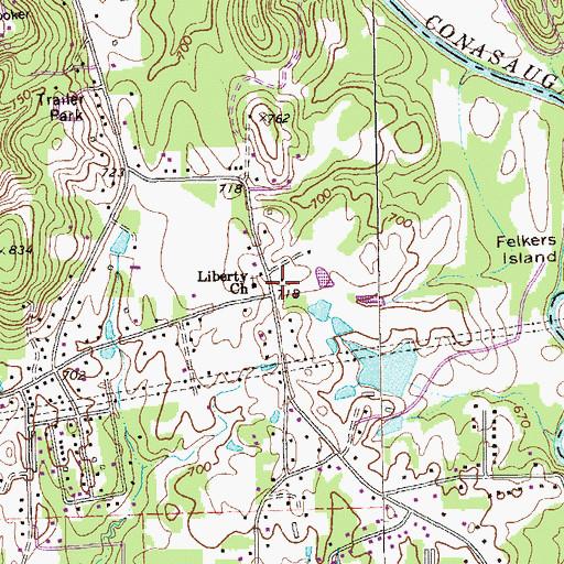 Topographic Map of Liberty Church, GA