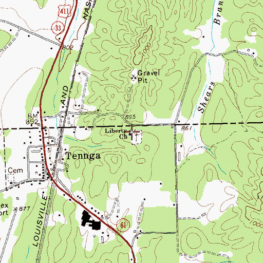 Topographic Map of Liberty Church, GA
