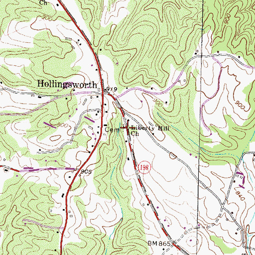 Topographic Map of Liberty Hill Church, GA