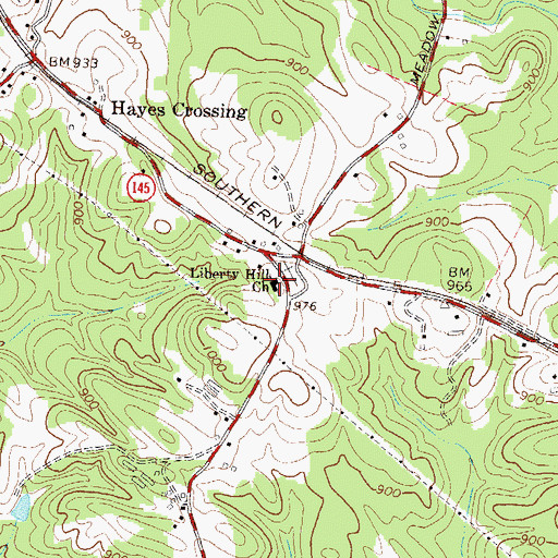 Topographic Map of Liberty Hill Church, GA