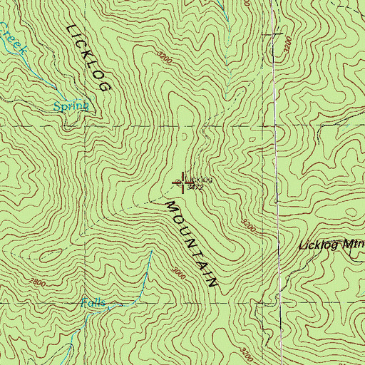 Topographic Map of Licklog Mountain, GA