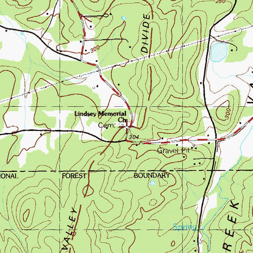 Topographic Map of Lindsey Memorial Church, GA