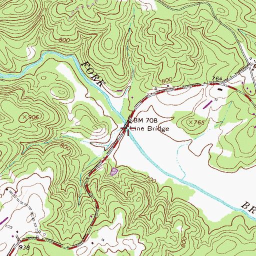 Topographic Map of Line Bridge, GA