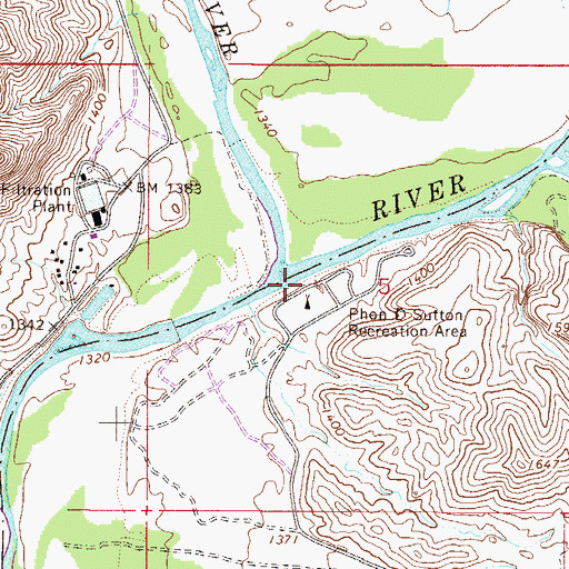 Topographic Map of Phon D Sutton Recreation Area, AZ