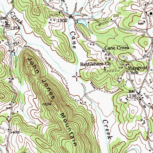 Topographic Map of Little Cane Creek, GA
