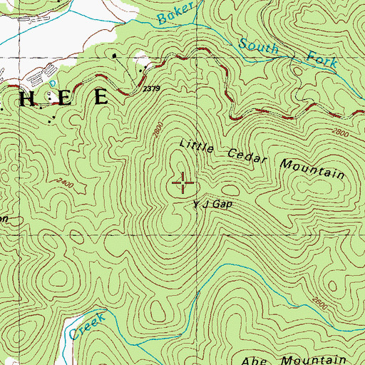 Topographic Map of Little Cedar Mountain, GA