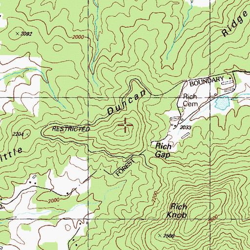 Topographic Map of Little Duncan Ridge, GA
