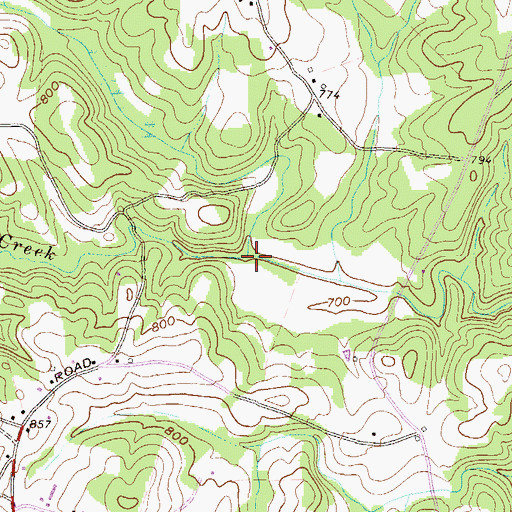 Topographic Map of Little Eastanollee Creek, GA