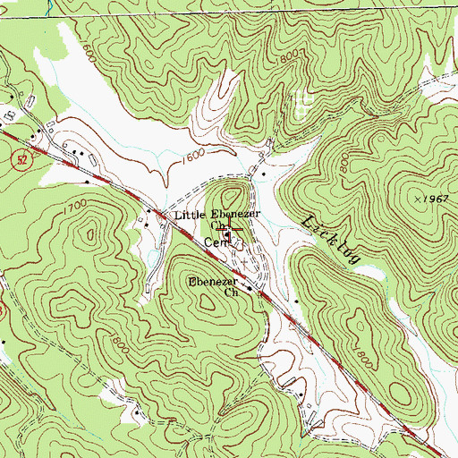Topographic Map of Little Ebenezer Church, GA