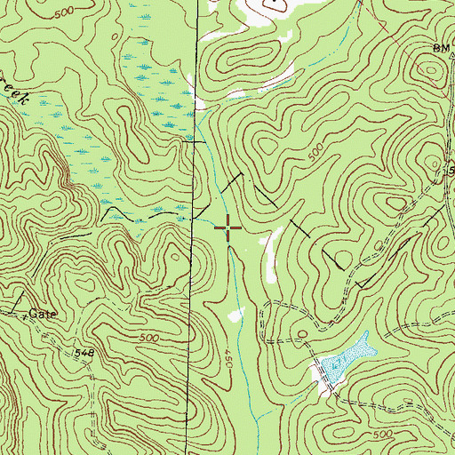 Topographic Map of Little Gladesville Creek, GA