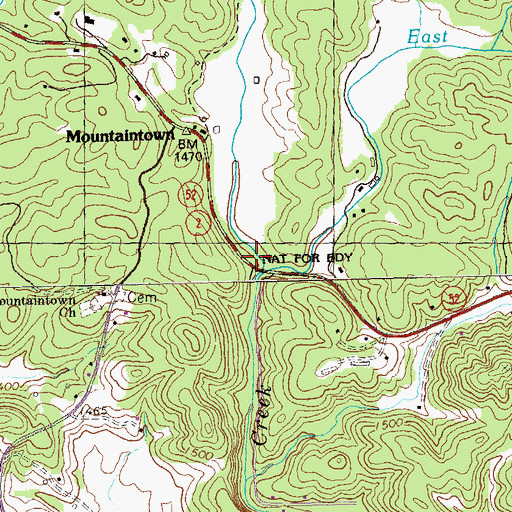 Topographic Map of East Mountaintown Creek, GA