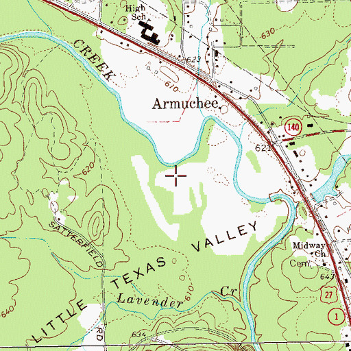 Topographic Map of Little Texas Valley, GA