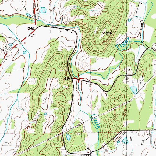 Topographic Map of Little Tiger Creek, GA