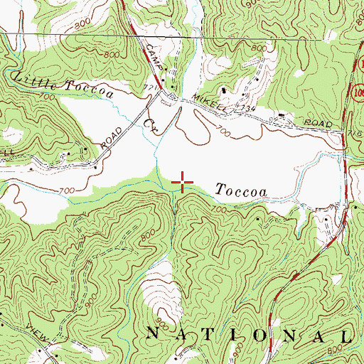 Topographic Map of Little Toccoa Creek, GA