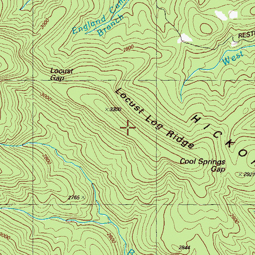Topographic Map of Locust Log Ridge, GA