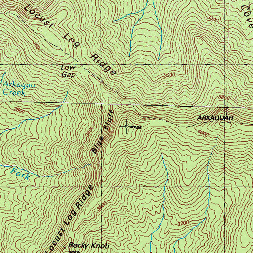 Topographic Map of Locust Log Ridge, GA