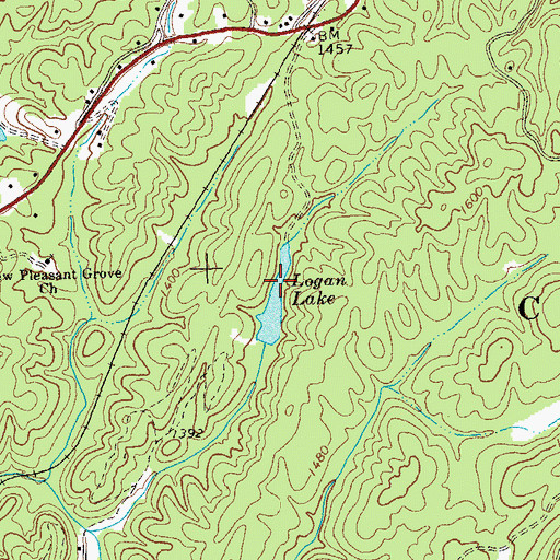 Topographic Map of Logan Lake, GA