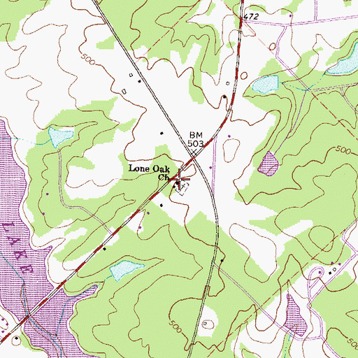 Topographic Map of Lone Oak Church, GA