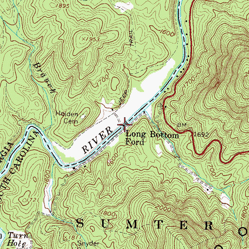 Topographic Map of Long Bottom Ford, SC