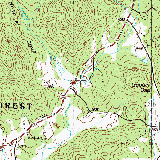 Topographic Map of Long Branch, GA