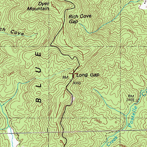 Topographic Map of Long Gap, GA