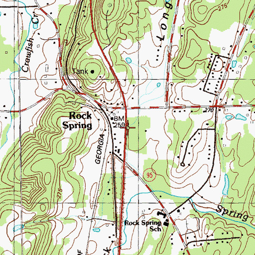 Topographic Map of Long Hollow, GA