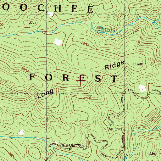 Topographic Map of Long Ridge, GA
