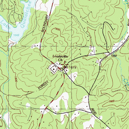 Topographic Map of Loudsville Church, GA