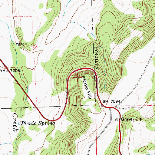 Topographic Map of Picnic Hill, AZ