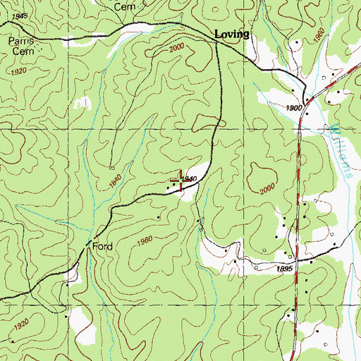 Topographic Map of Loving School, GA