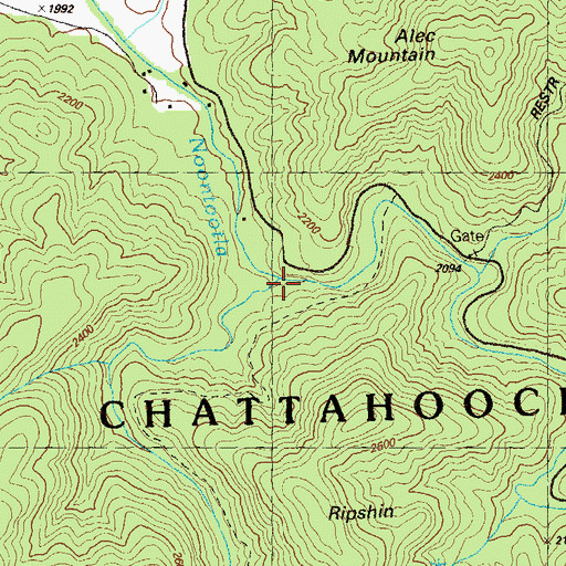 Topographic Map of Lovinggood Creek, GA