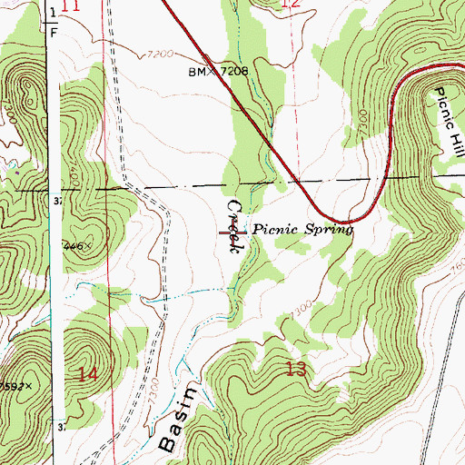 Topographic Map of Picnic Spring, AZ
