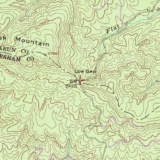 Topographic Map of Low Gap, GA