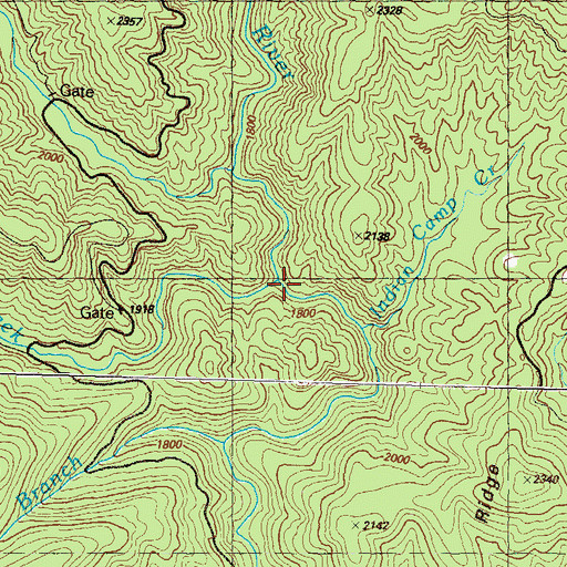 Topographic Map of Low Gap Creek, GA